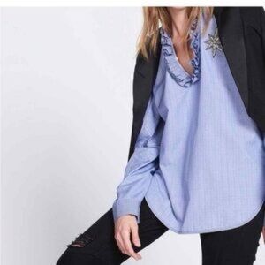 Sandro Sandro Babe Ruffled V-Neck Shirt